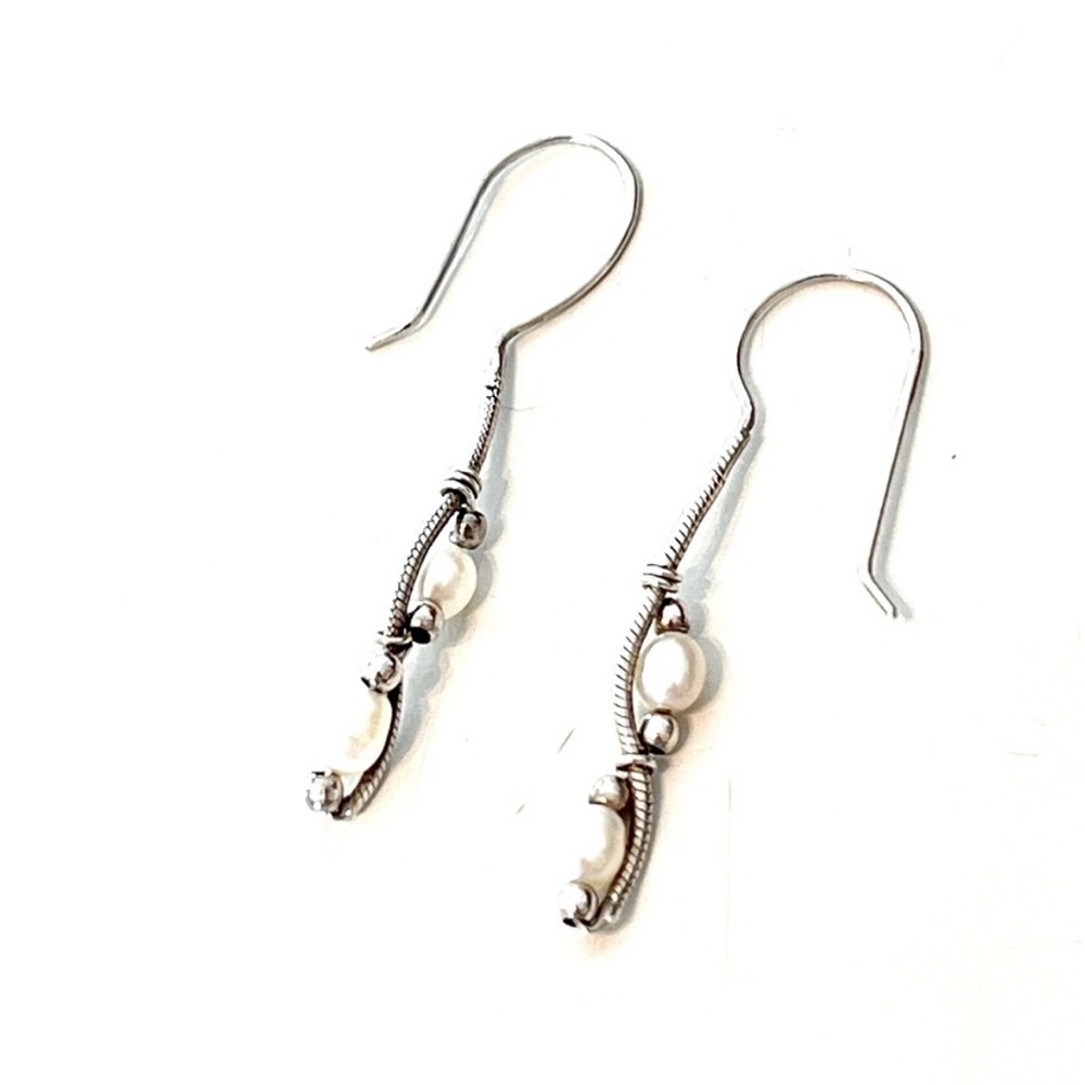 Vintage 925 Freshwater Pearl Slinky Earrings